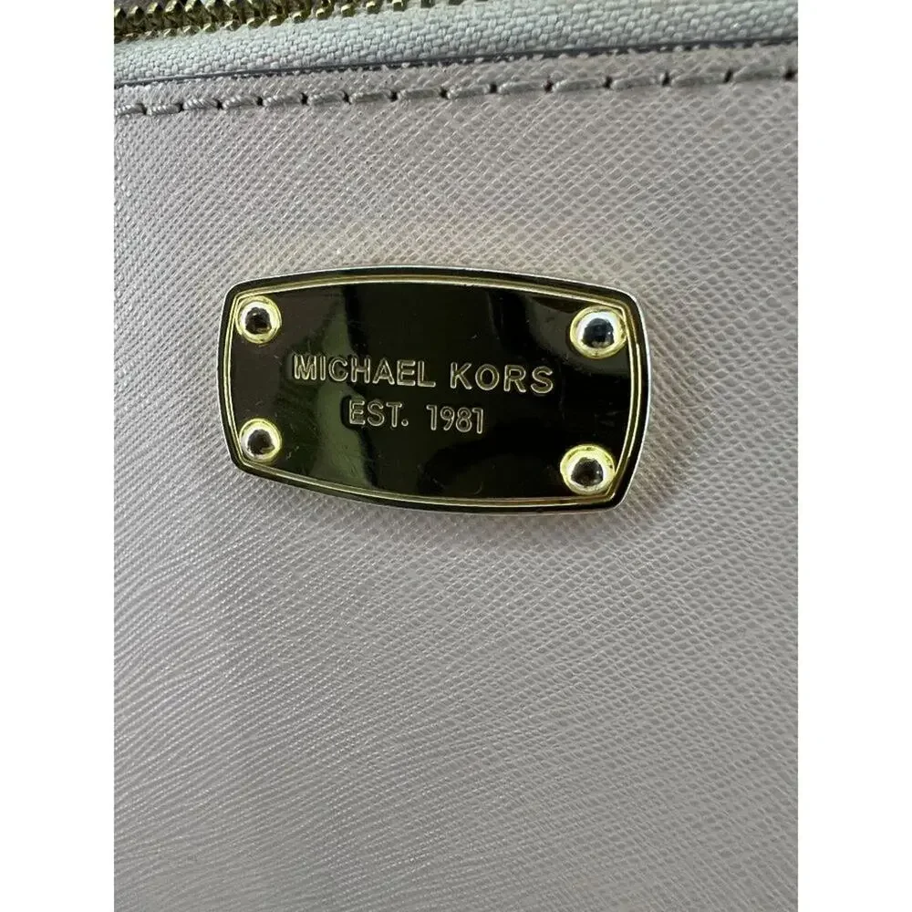 MICHAEL KORS Kellen Med Convertible Satchel Khaki Tan Beige Leather